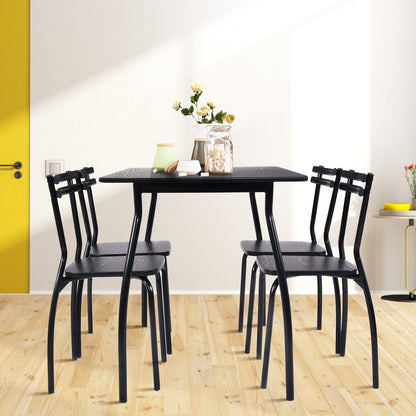 5 Pieces Dining Table Set with 4 Chairs and Backrests