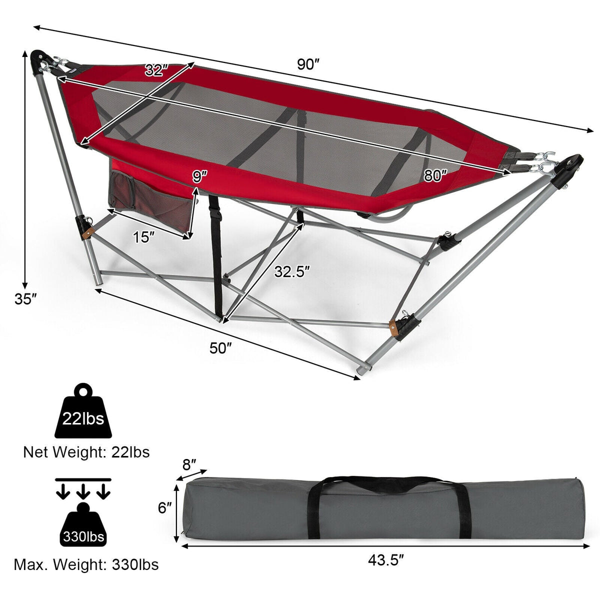 Portable Folding Hammock with Hammock Stand