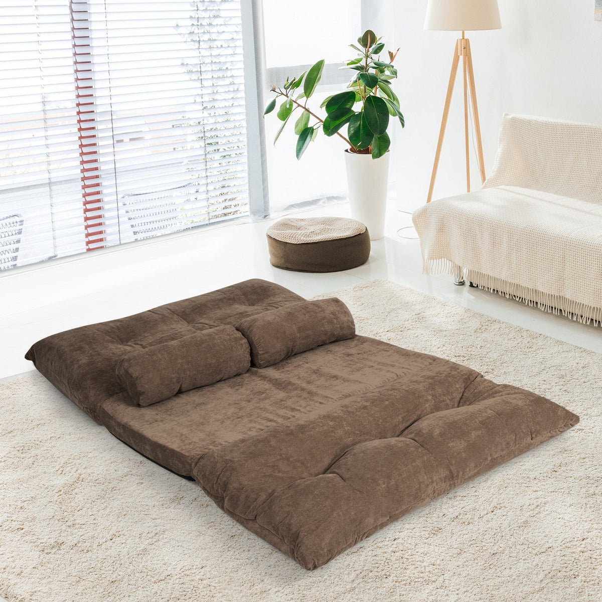 6-Position Adjustable Sleeper Lounge Couch with 2 Pillows