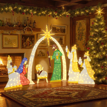 7 Pieces Lighted Nativity Scene with 310 Warm White LED Lights