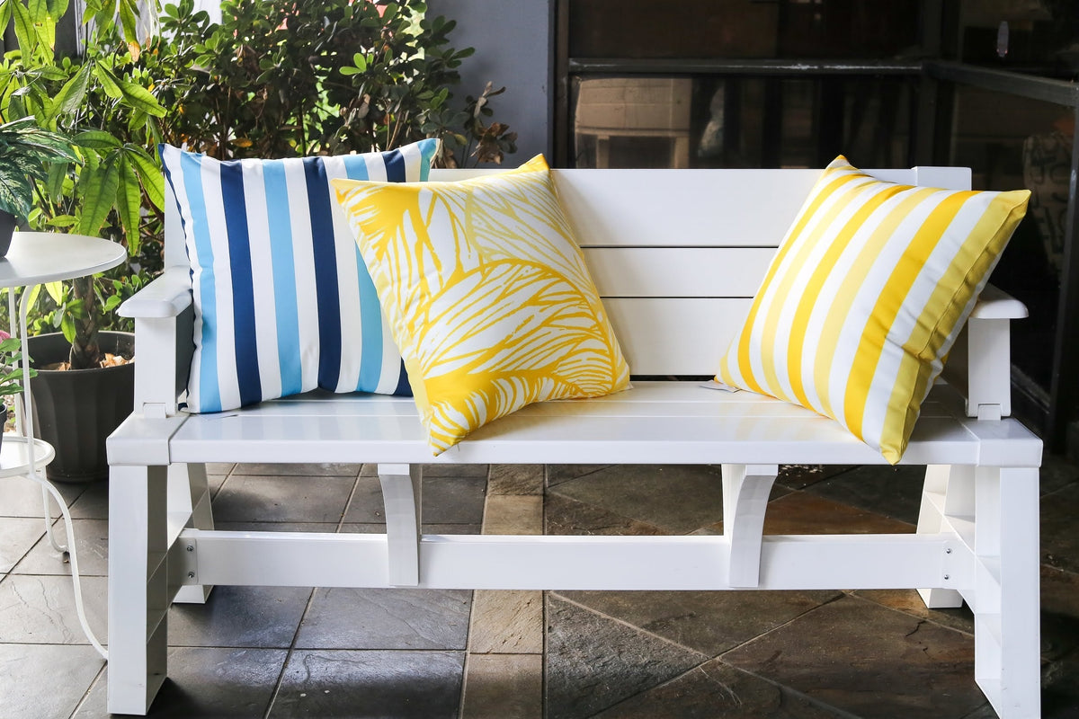 Leaf Vein Yellow Outdoor & Indoor Pillow with Water-Resistant Polyester