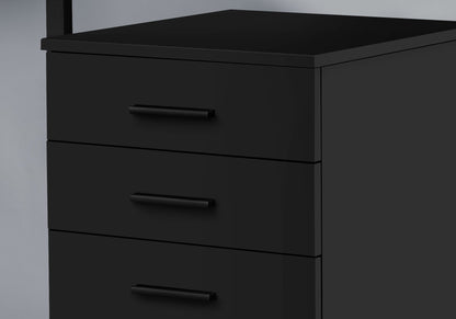 Contemporary Rolling File Cabinet with Storage Drawers - Black or White