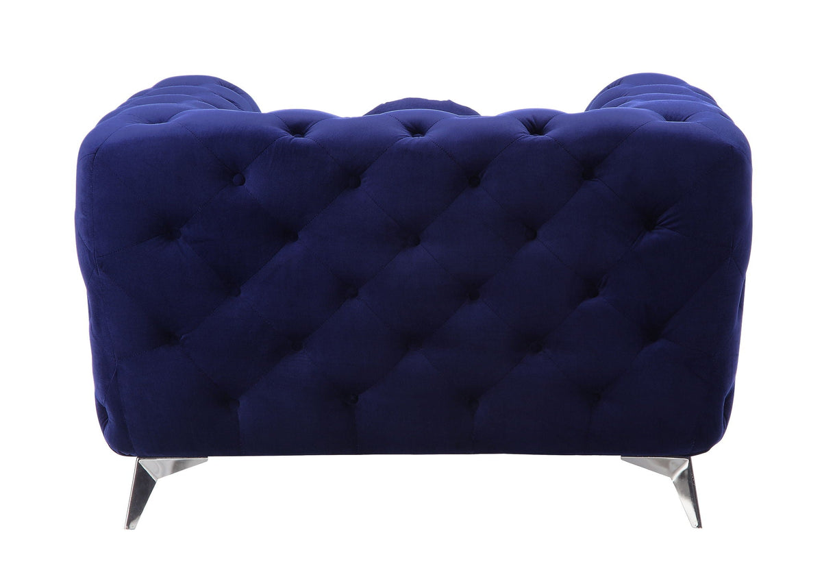Fabric Atronia Arm Chair with Button-Tufted Backrest - Blue or Purple