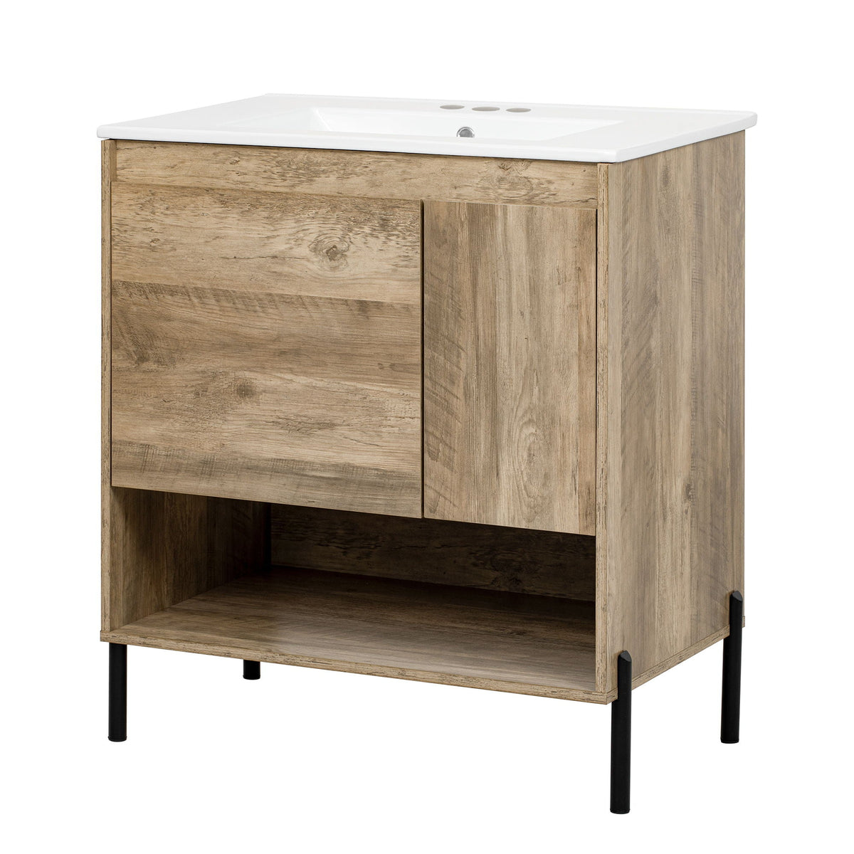 Bathroom Vanity Cabinet With Sink - Natural Wood