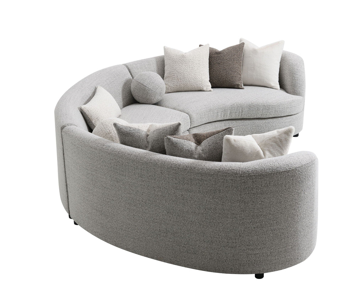 Gray Boucle Sectional Sofa with Down Feather Pillows - Ivria Collection