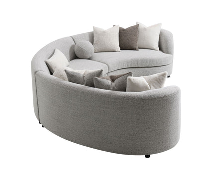 Gray Boucle Sectional Sofa with Down Feather Pillows - Ivria Collection