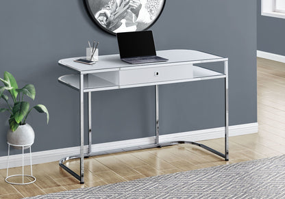 White Computer Desk with Storage Drawers - Modern Home Office