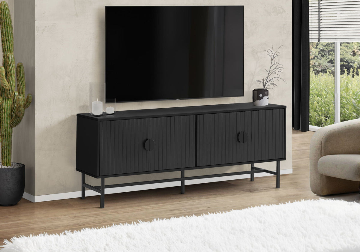 Contemporary TV Stand Console with Storage - Black or White