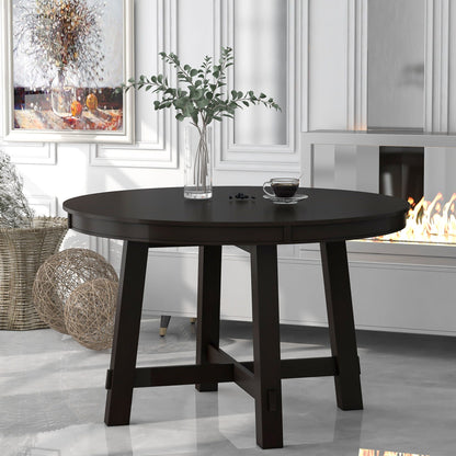 Gia Round Extendable Dining Table with 16" Leaf Wood - Light Brown or Dark Brown