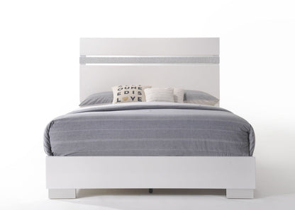 Naima Elegance Queen Panel Bed with Optional 2-Drawer Storage - White