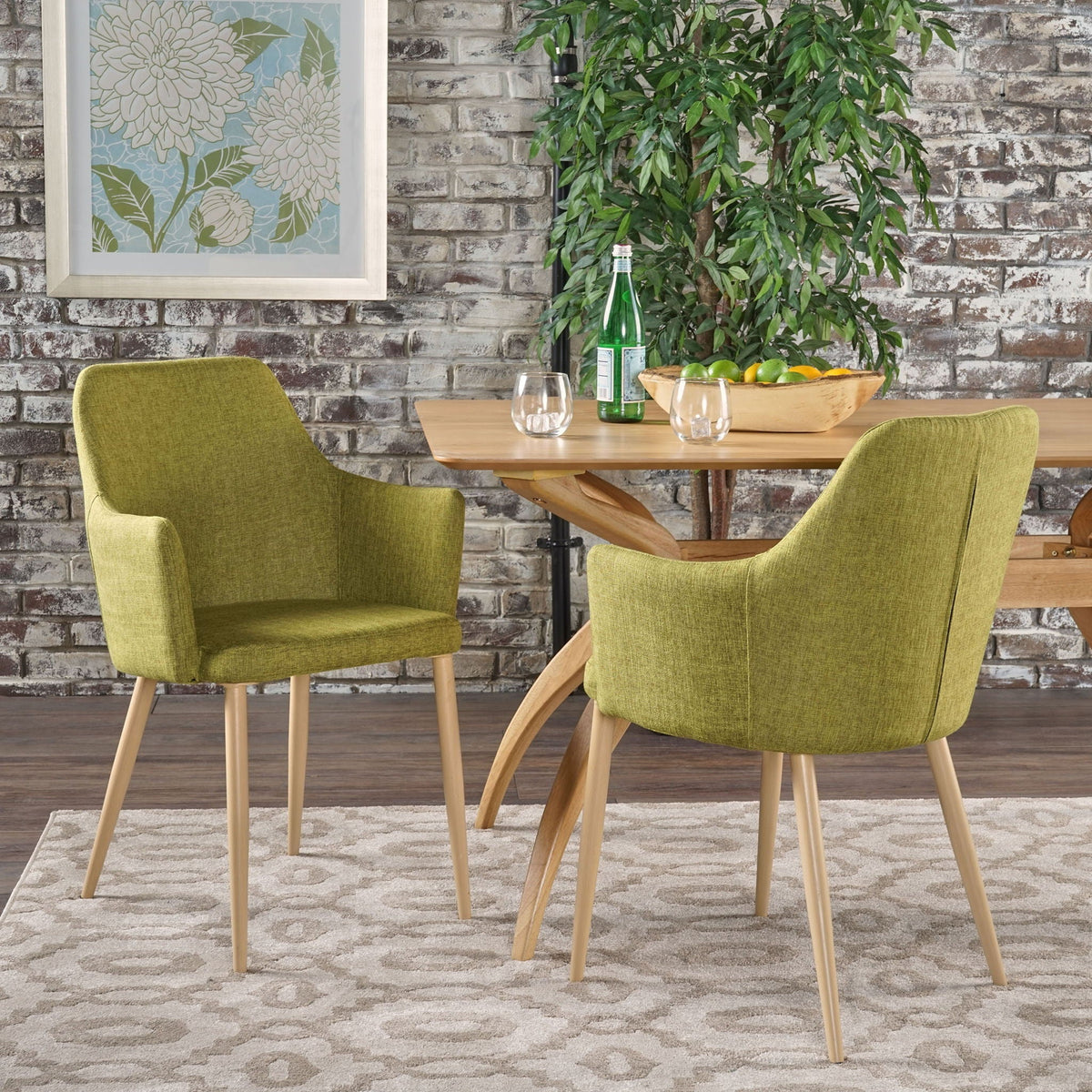 Elegant Dining Chair with Contoured Support - Orange, Dark Gray, Green