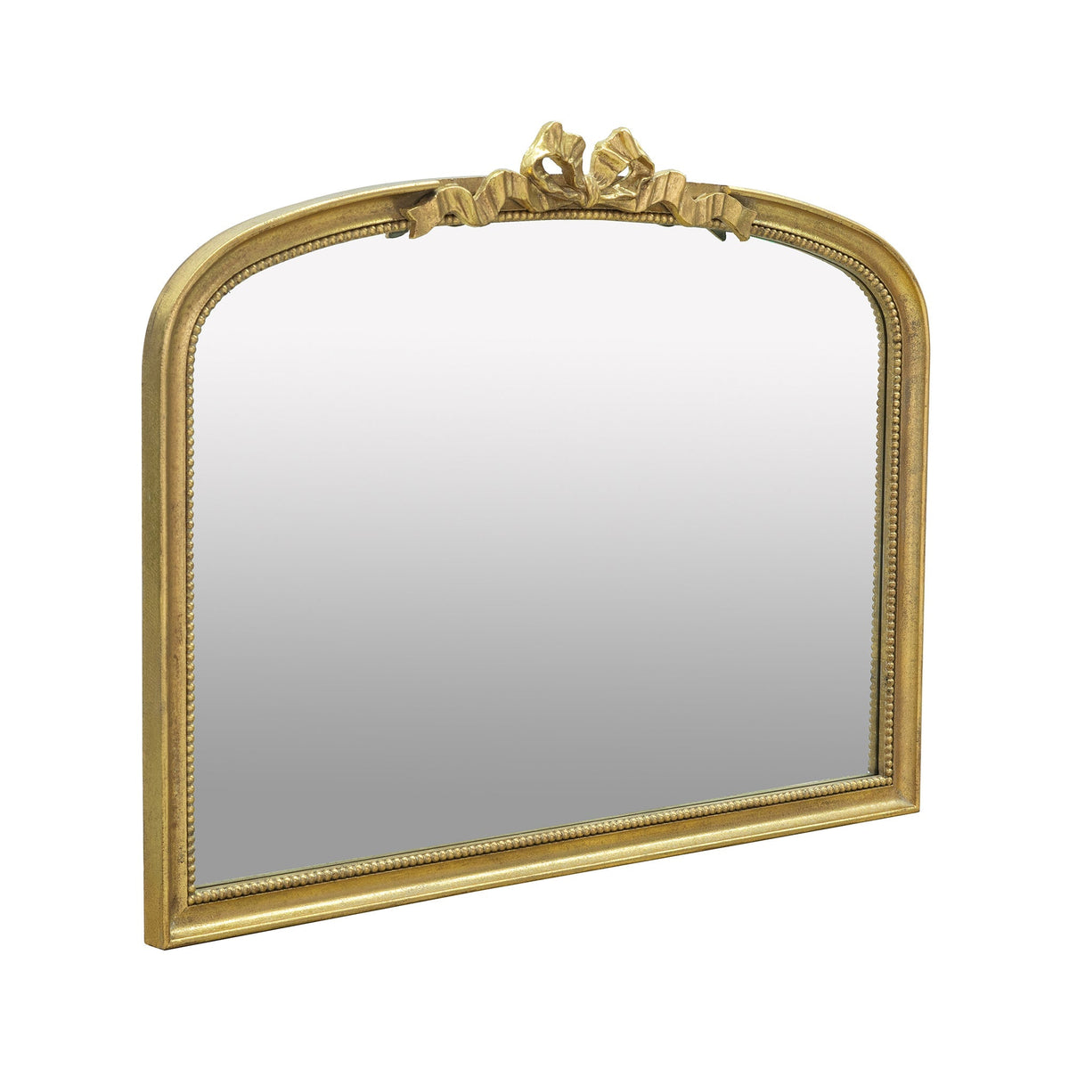 Baroque Style Gold Arch Mirror with Ornate Scrollwork - Gold