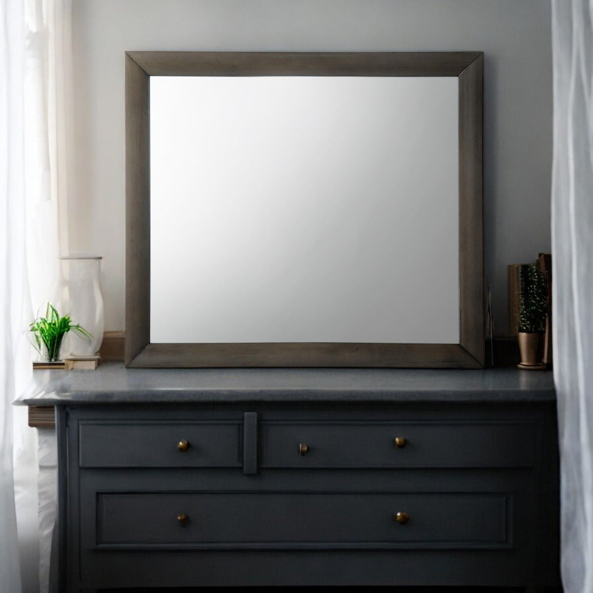 Contemporary Design Mirror with Modern Frame - Black, White, Dark Brown, Dark Gray