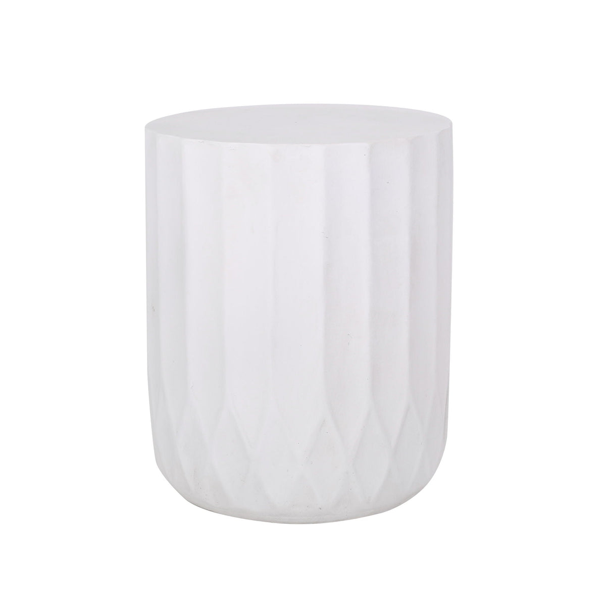 Outdoor End Table with Scallop Edge - Antique White