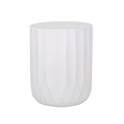 Outdoor End Table with Scallop Edge - Antique White