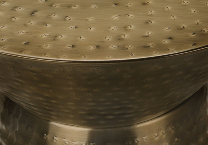 Drum Accent Side Table with Hammered Metal Finish - Dark Gray or Gold