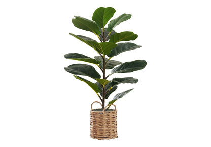 28" Tall Artificial Fiddle Tree Plant with Real Touch Leaves - Green
