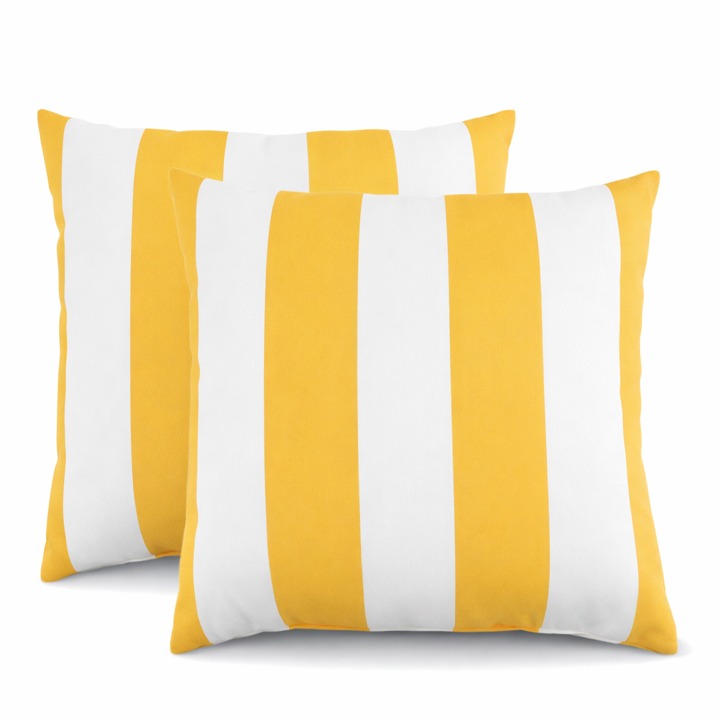 Waterproof & Fade-Resistant Outdoor Throw Pillows Set - Yellow & White