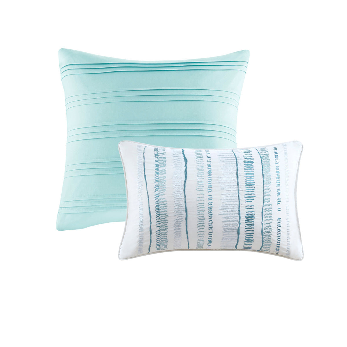8 Piece Seersucker Comforter and Quilt Set with Hypoallergenic Fill – Aqua King/Cal King