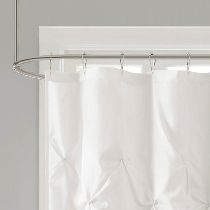 Tufted Semi-Sheer Shower Curtain with Tufted Texture - White