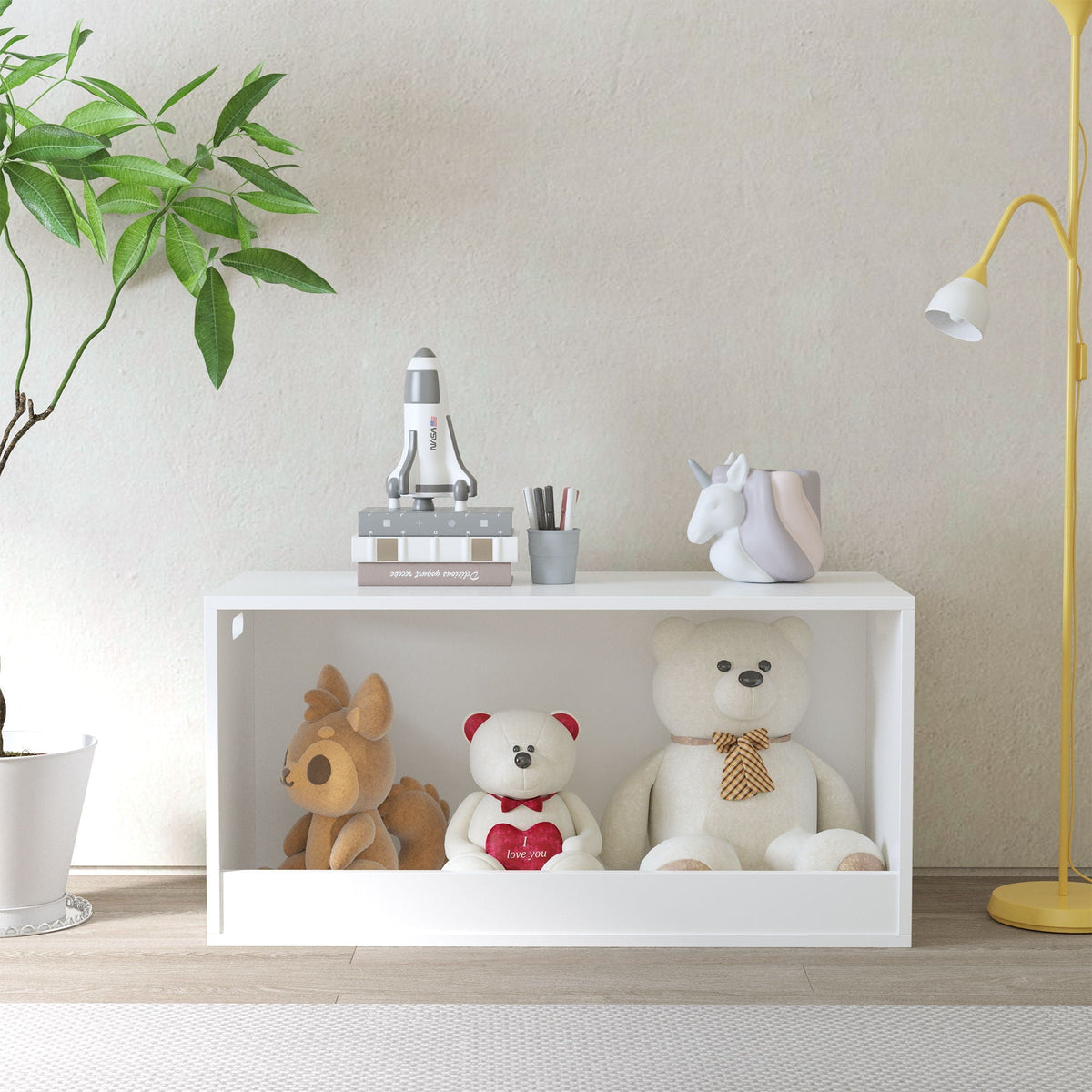 Open Toy Storage Box for Kids with Easy-Access Bin - White