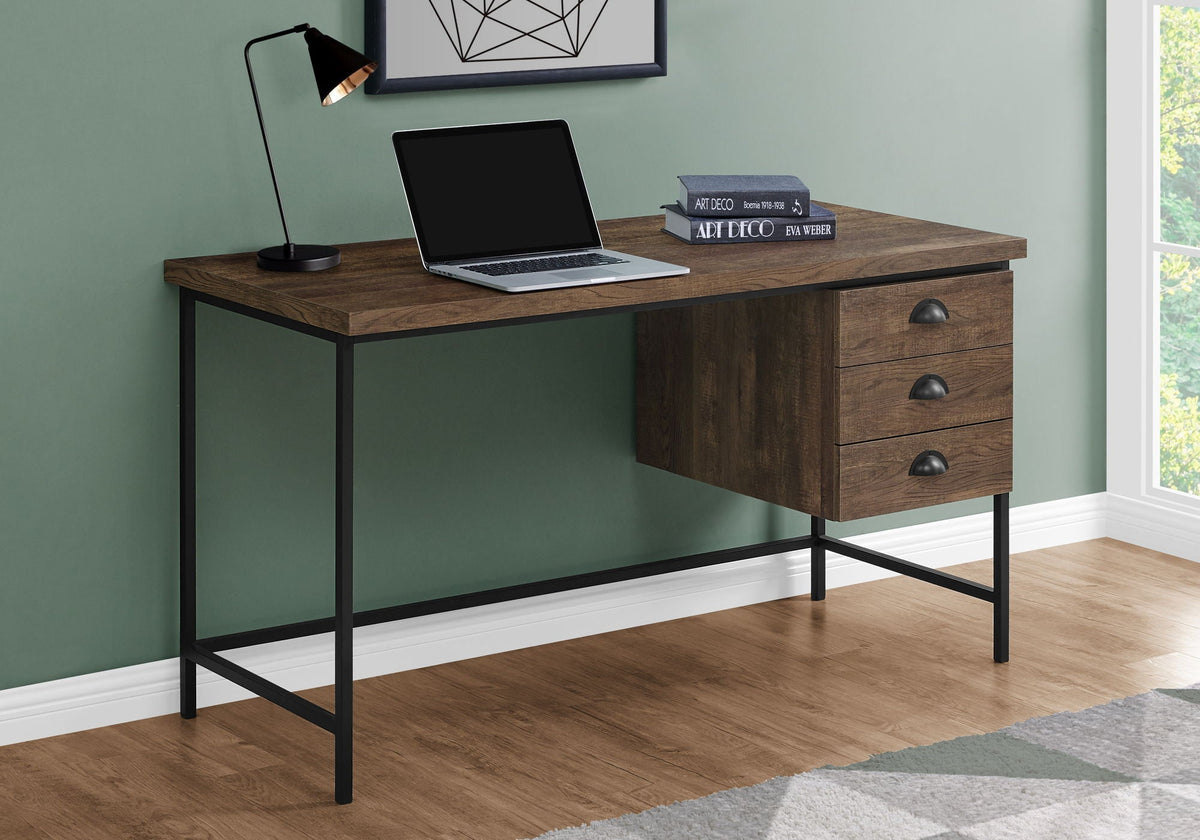 Contemporary Computer Desk with 3 Storage Drawers - Dark Gray, Gray, or Dark Brown