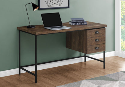Contemporary Computer Desk with 3 Storage Drawers - Dark Gray, Gray, or Dark Brown