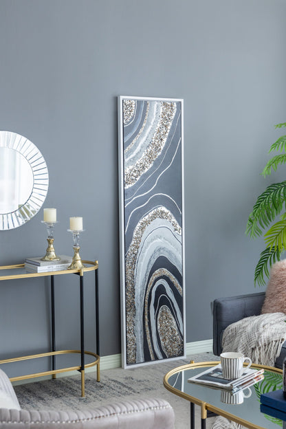 Elongated Rectangle Wall Art with Silver Frame - Multicolor