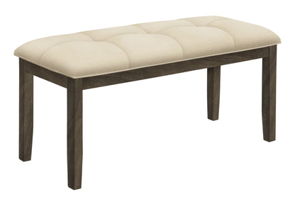 Rectangular Upholstered Bench with Tufted Seat - Cream