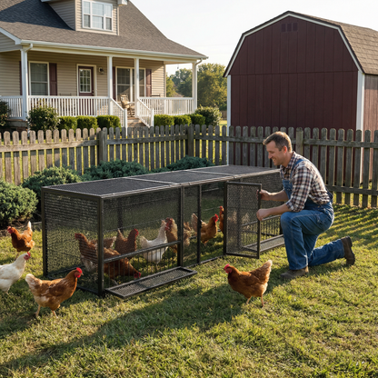 83" Thickened Galvanized Chicken Coop with Mesh Sides - Silver