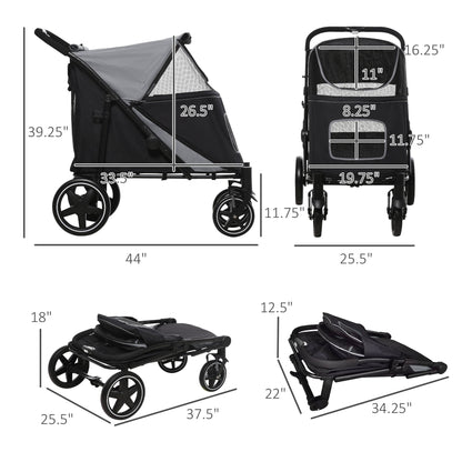 PawHut Foldable Doggy Stroller for Medium Large Dogs and Cats