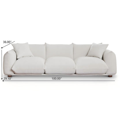 Kely Modern 100'' Cream Boucle Upholstered Sofa with Solid Wood Frame - Cream