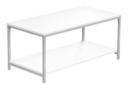 Rectangular Coffee Table with Metal Base - White