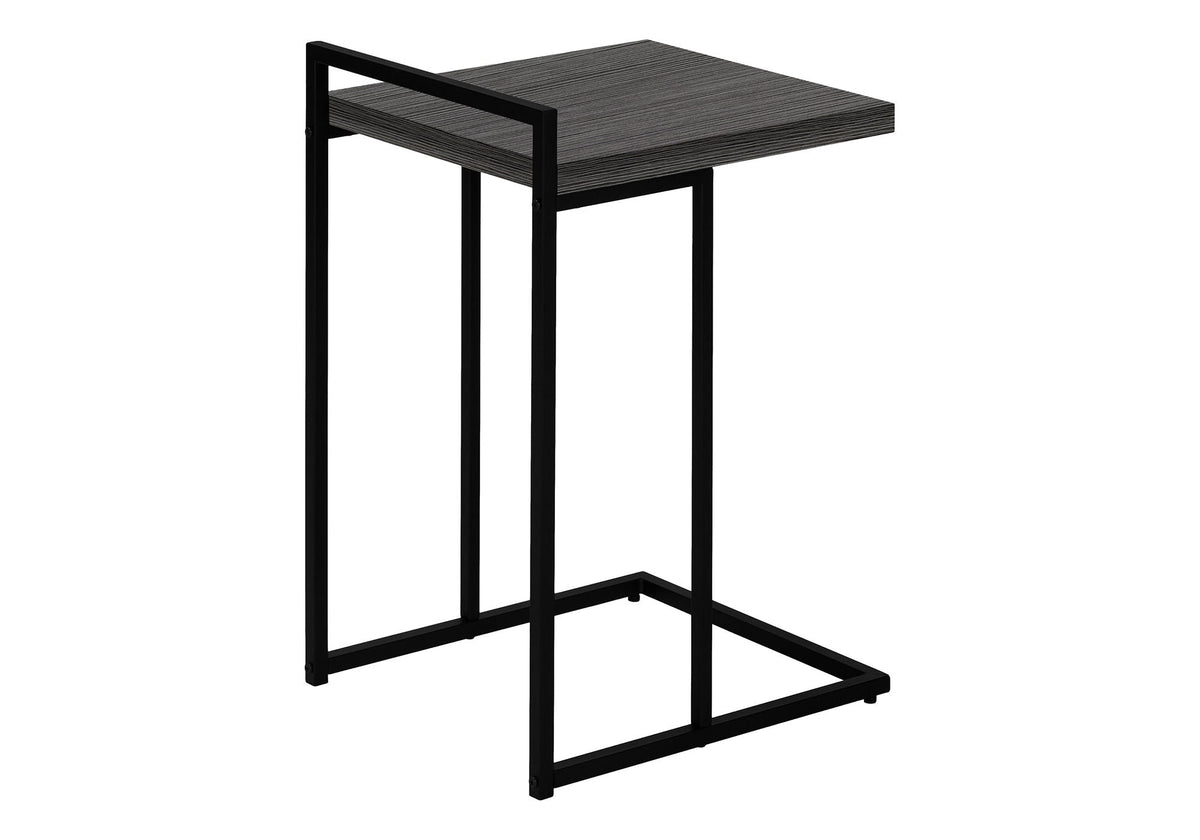 C-Shaped Accent Table with Metal Base - Versatile Wood-Look Top