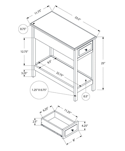 2 Tier End Table with Storage Drawer - Walnut