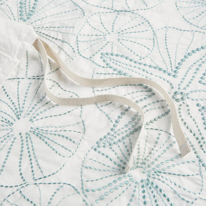White Cotton Duvet Cover Mini Set with Embroidered Seashells – Full/Queen