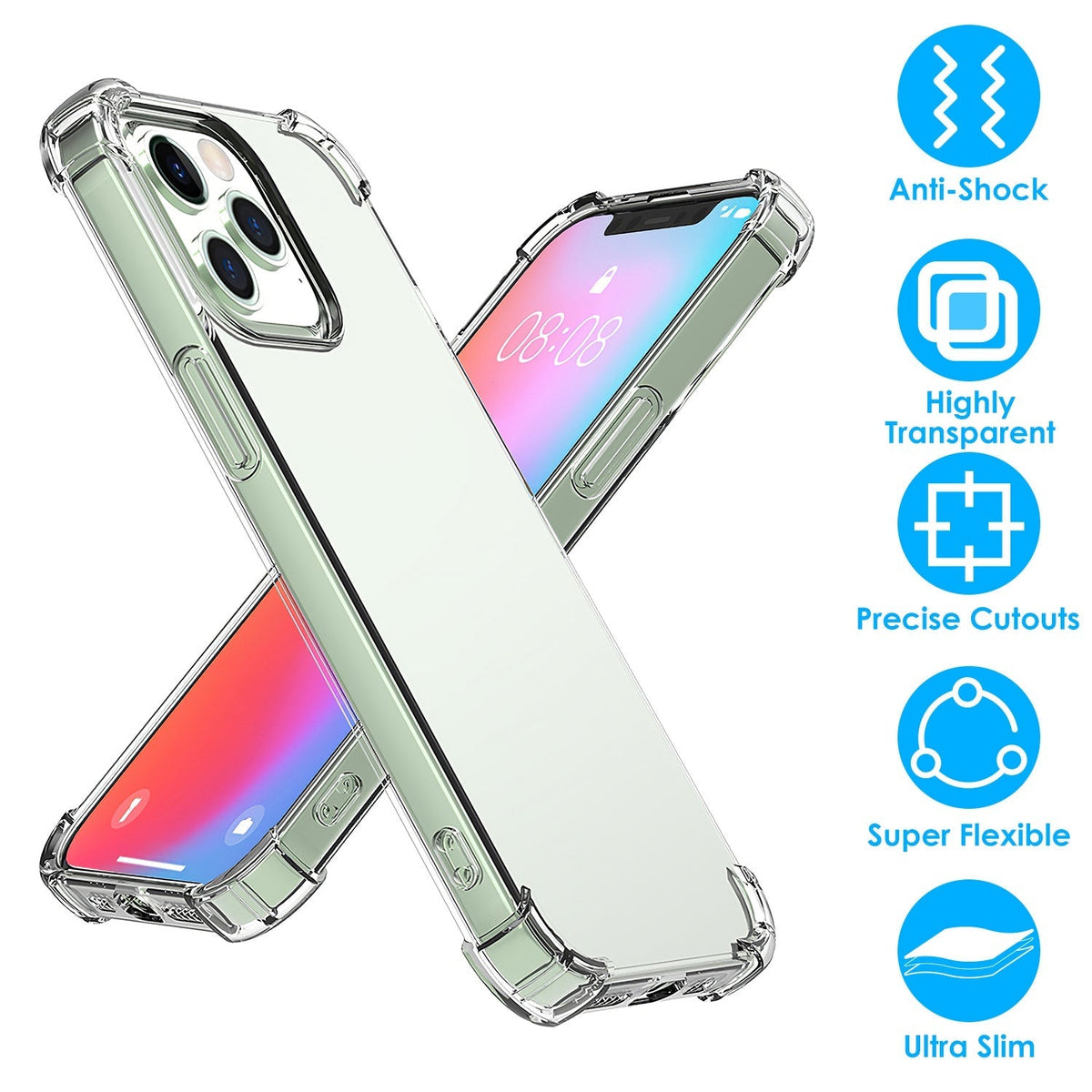 ShockproofÊClear Phone Case Soft TPU Transparent Phone Cover Anti-Shock Ultra-Thin Phone Case Cover Fit for iPhone 14/14Plus/14Pro/14Pro Max/13/13Pro/