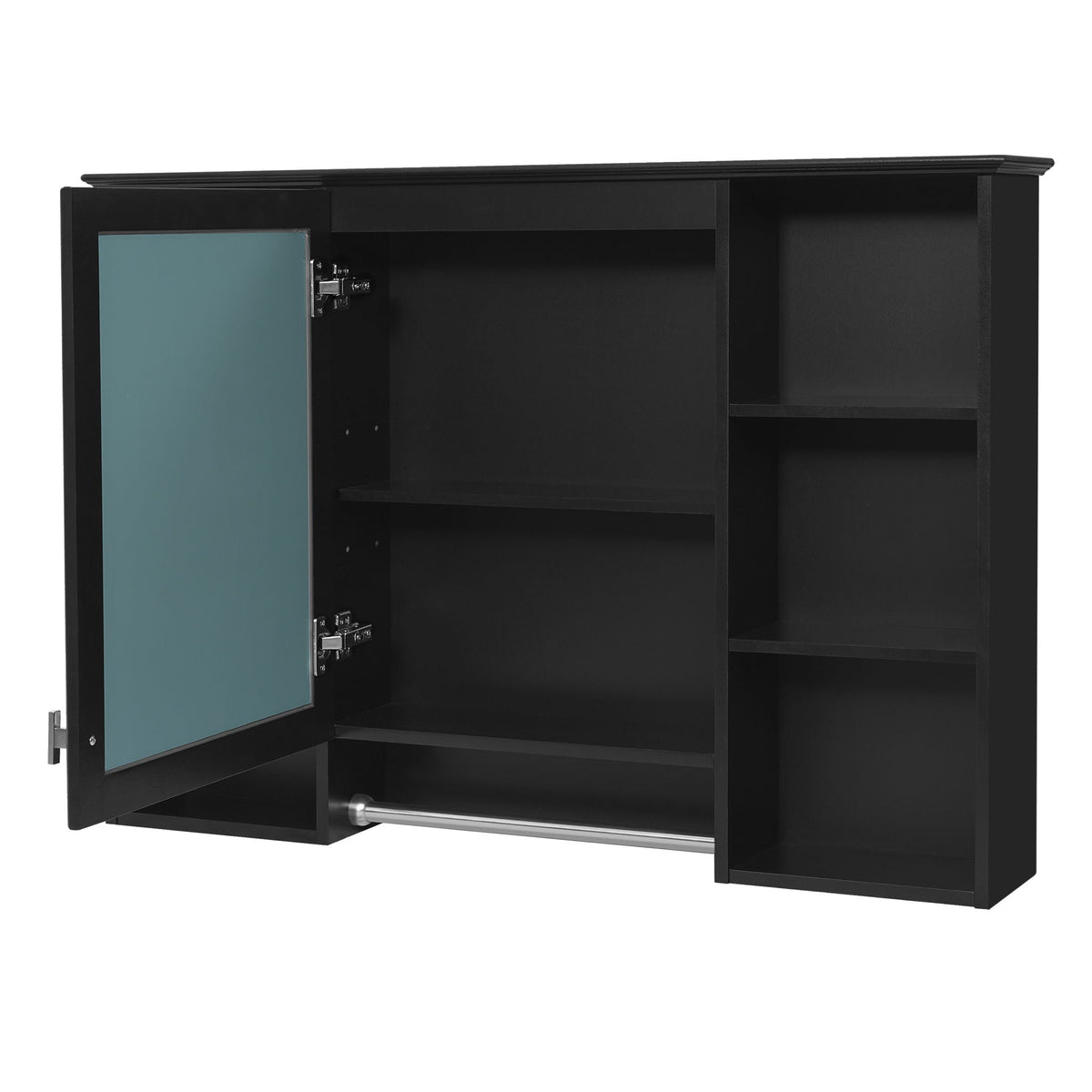 3-in-1 Modern Bathroom Mirror Cabinet with Adjustable Shelf - White or Black