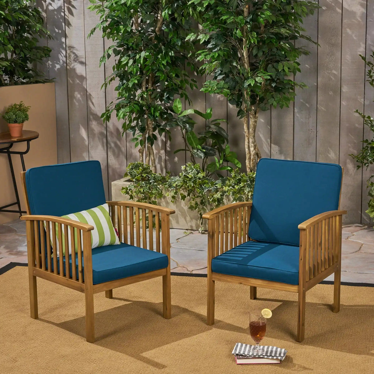 Casa Acacia Club Chair with Waterproof Cushions - Beige or Blue