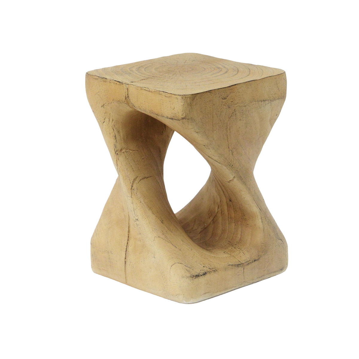 Twist Shape Side Table with Weather-Resistant Magnesium Oxide - Light Brown or Black