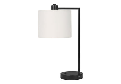 Modern Table Lamp with USB Port - Black / Cream