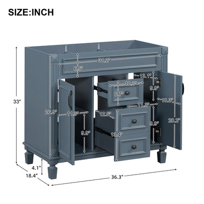 Bathroom Vanity Cabinet with Soft-Closing Doors and Drawers - Multiple Colors