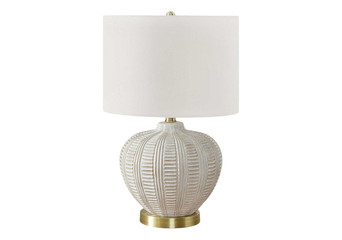 Transitional Lighting Table Lamp with Ivory Linen Shade - Cream