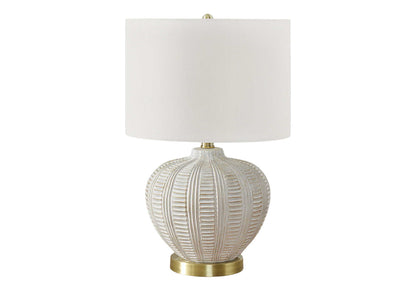 Transitional Lighting Table Lamp with Ivory Linen Shade - Cream