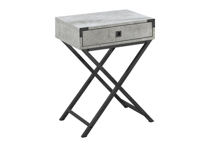 Accent Side Table with Storage Drawer – Metal Frame, Contemporary Design