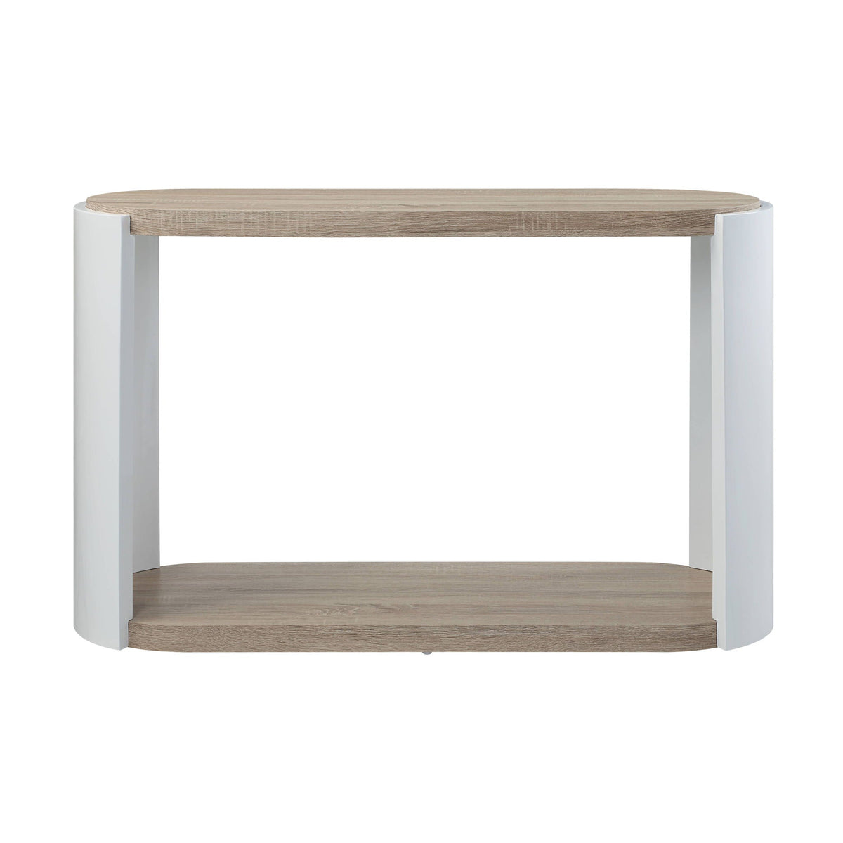 Zoma High Gloss Sofa Table with Storage Shelf - Oak / White