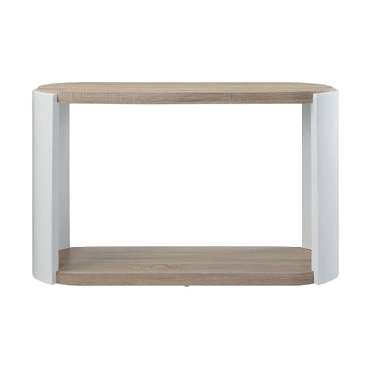 Zoma High Gloss Sofa Table with Storage Shelf - Oak / White