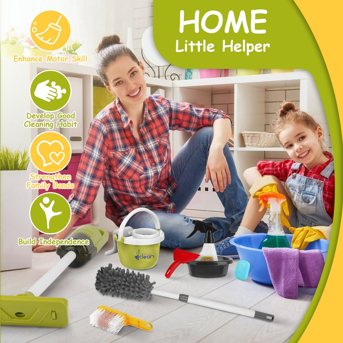 GBruno 14Pcs Kids Cleaning Toy Set