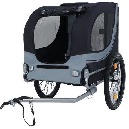 Large Folding Bike Trailer for Dogs with Mesh Ventilation - Gray