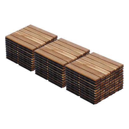 Striped Interlocking Deck Tiles with Waterproof Design - Brown, Gray, Light Brown